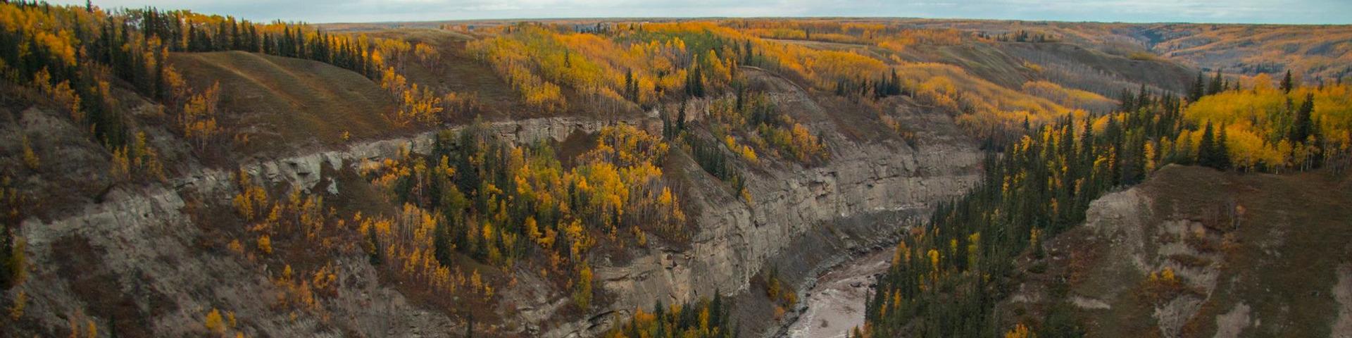 A river landscape during fall.